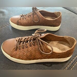 Frye Brown Leather Woven Sneakers